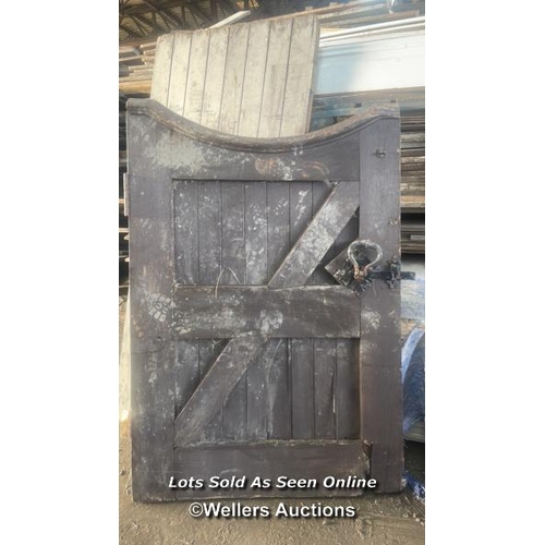 1478 - SET OF STABLE DOORS, MATCHING IN STYLE, WITH ORNATE CAST IRON FITTINGS AND HINGES, LARGEST DOOR 195C... 