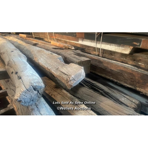 1494 - 4X UNFINISHED RUSTIC OAK BEAMS, LARGEST APPROX. 400CM (L), SEE EXAMPLE OF FINISHED PIECE IN LOTS 106... 