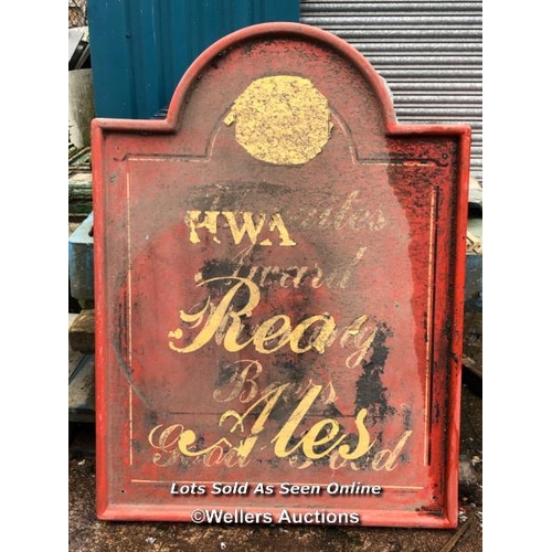 1503 - THWAITES REAL ALES PUB SIGN, 123CM (H) X 90CM (W) X 5CM (D), IN NEED OF RESTORATION