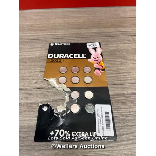 4028 - DURACELL 2032 COIN BATTERIES / BATTERIES MISSING / SIGNS OF USE / D34