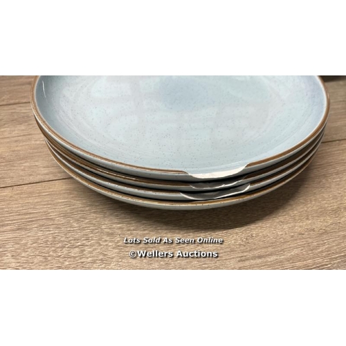 4080 - OVER & BACK STONEWARE DINNERWARE SET / APPEARS NEW OPEN BOX / THREE DINNER PLATES DAMAGED / D30