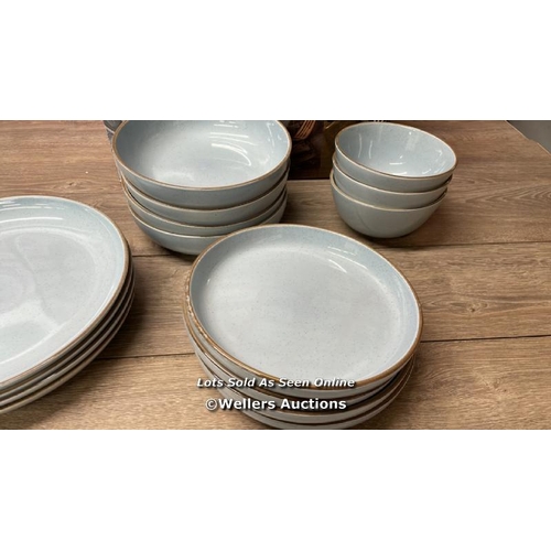 4080 - OVER & BACK STONEWARE DINNERWARE SET / APPEARS NEW OPEN BOX / THREE DINNER PLATES DAMAGED / D30