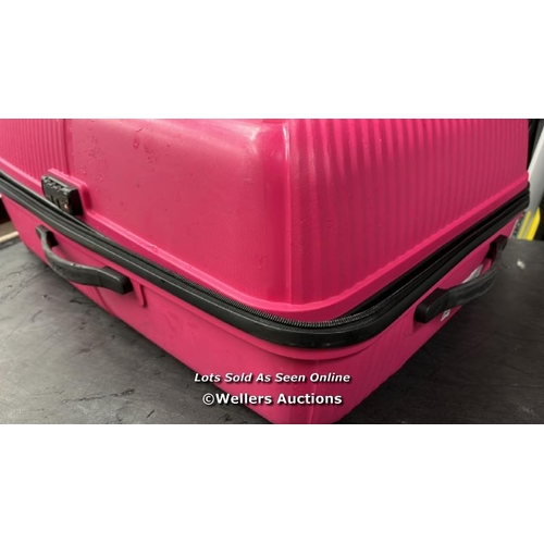 4221 - AMERICAN TOURISTER JETDRIVER LARGE 4 WHEEL SPINNER CASE / SOME SIGNS OF USE / ZIP PULLERS ARE DAMAGE... 