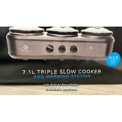 4262 - SENSIOHOME GOURMET TRIPLE SLOW COOKER 7.1L / APPEARS NEW, OPEN BOX / SEE IMAGES / C25