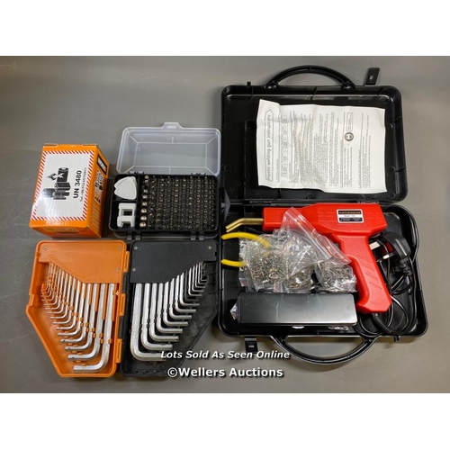 9508 - X1 MAGNUSSON HEX KEY SET, X1 PLASTIC WELDING GUN, X1 PRECISION TOOLS SET AND X1 WORKS BATTERY PACK