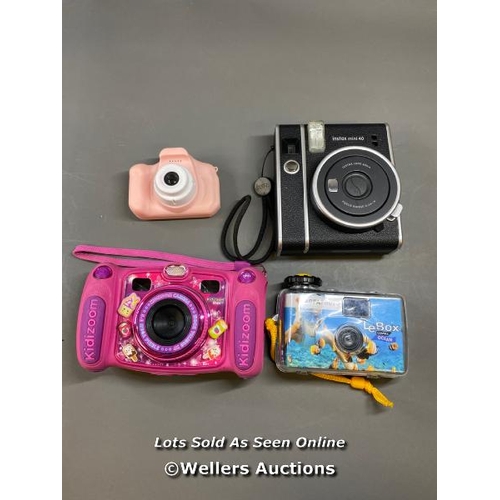 9653 - X4 CAMERAS INCL. INSTAX MINI 40, KIDIZOOM AND LEBOX CAMERA OCEAN