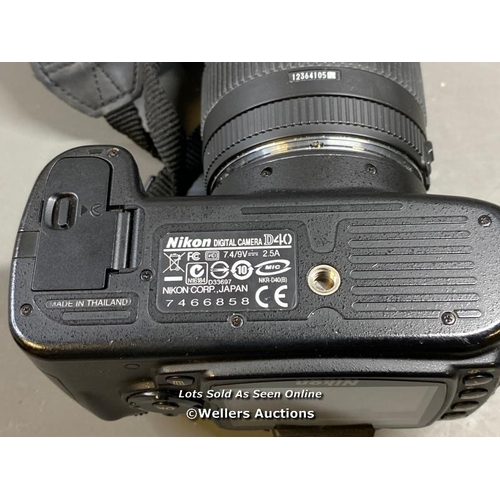 9654 - X1 NIKON D40 DIGITAL CAMERA SN: 7466858 WITH SIGMA DC 18-200MM LENS, X1 NIKON SPEEDLIGHT SB-800, X1 ... 