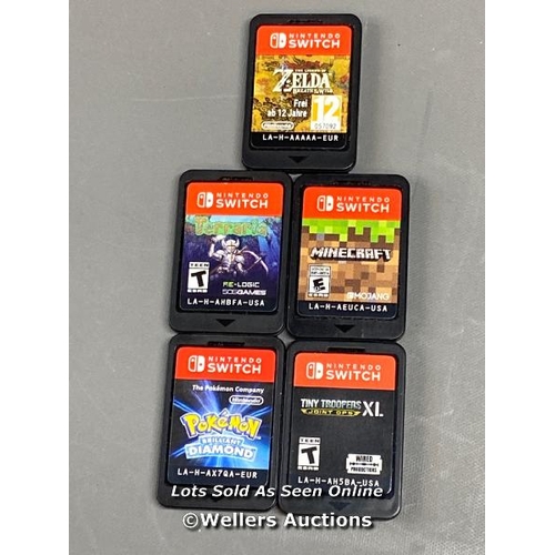 9693 - X5 NINTENDO SWITCH GAME CARDS INCL. ZELDA BTW, TERRARIA, MINECRAFT, POKEMON BRILLIANT DIAMOND AND TI... 