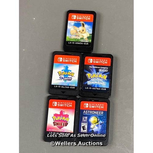 9694 - X5 NINTENDO SWITCH GAME CARDS INCL. POKEMON LETS GO EEVE, POKEMON SWORD, POKEMON BRILLIANT DIAMOND, ... 