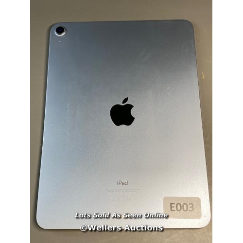 9698 - APPLE IPAD AIR (2020) 4TH GEN / A2316 / 256GB / SERIAL: GG7DJW9Q16X - SCREEN AND DISPLAY DAMAGED / I... 