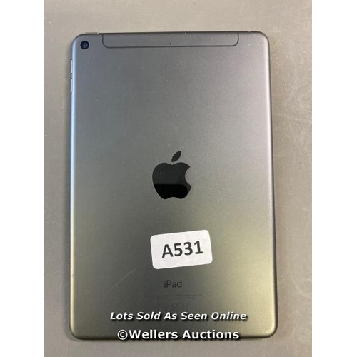 9621 - APPLE IPAD MINI 5 (2019) / A2124 / 64GB / SERIAL: DMPYC6Z4LMT7 - SMALL SCREEN DAMAGE / I-CLOUD (ACTI... 