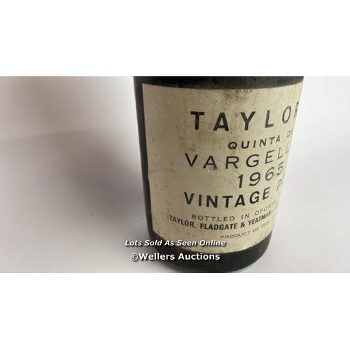 59 - Taylor's Quinta De Vargellas 1965 Vintage port, Minor damage to cap / Please see images for fill lev... 