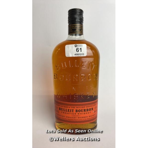 61 - Bulleit Bourbon, 70cl, 40% vol / Please see images for fill level and general condition. Please be a... 