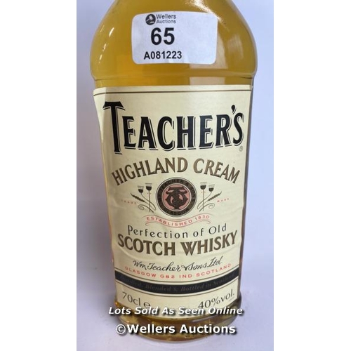 65 - Teachers Highland Cream Scotch Whisky, 70cl, 43% vol / Please see images for fill level and general ... 