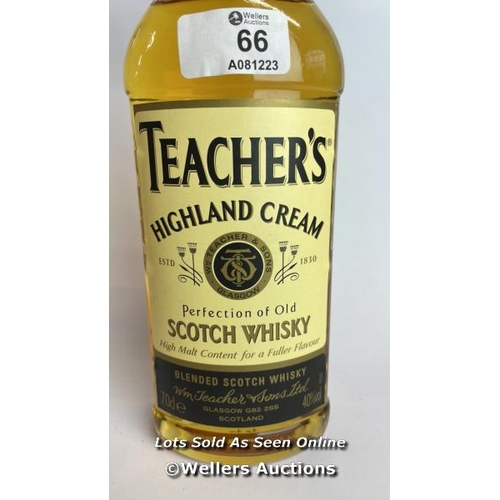 66 - Teachers Highland Cream Scotch Whisky, 70cl, 43% vol / Please see images for fill level and general ... 