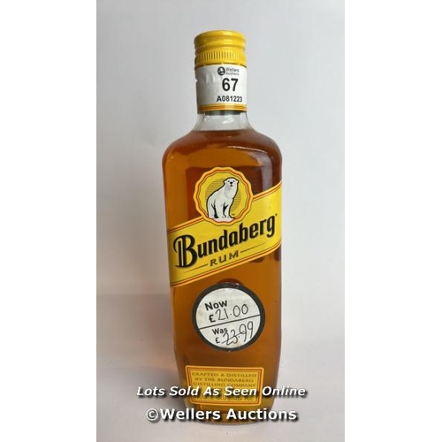 67 - Bundaberg Rum, 70cl, 37% vol / Please see images for fill level and general condition. Please be awa... 