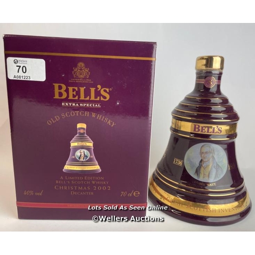 70 - Bell's 2002 Old Scotch Whisky Limited Edition Christmas Decanter, Aged 8 Years, 70cl, 40% vol, Brand... 