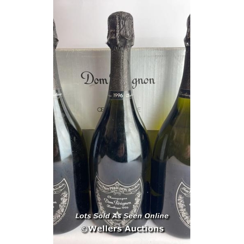 72 - Three bottles of 1996 Dom Perignon Oenotheque, In original box / Please see images for fill level an... 