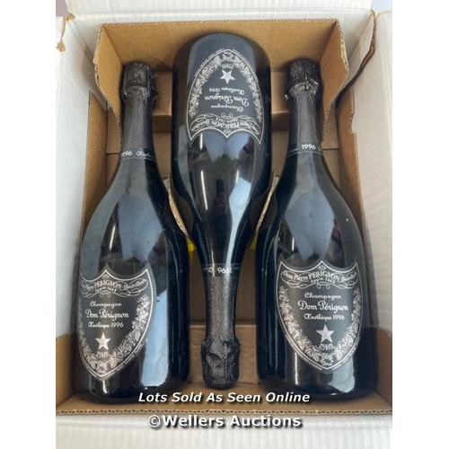 72 - Three bottles of 1996 Dom Perignon Oenotheque, In original box / Please see images for fill level an... 