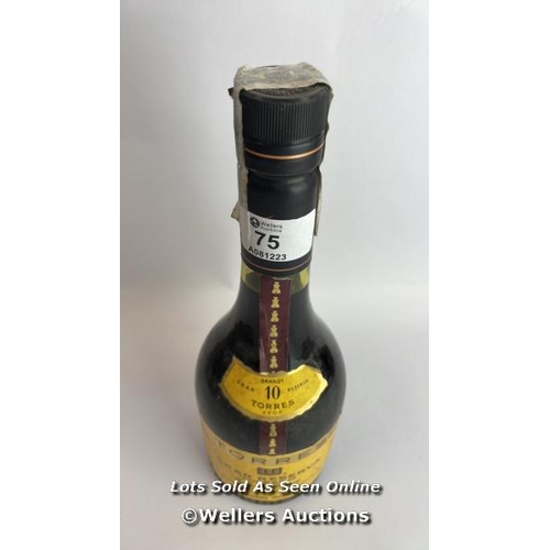 75 - Torres Gran Reserva Imperial Brandy, Grand rouge, Aged 10 years, 70cl, 39% vol / Please see images f... 