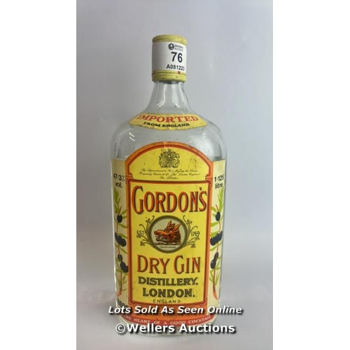 76 - Gordon's Dry Gin, Vintage bottling, 1.25lL, 47.3%, Still sealed but has previously leaked / Please s... 