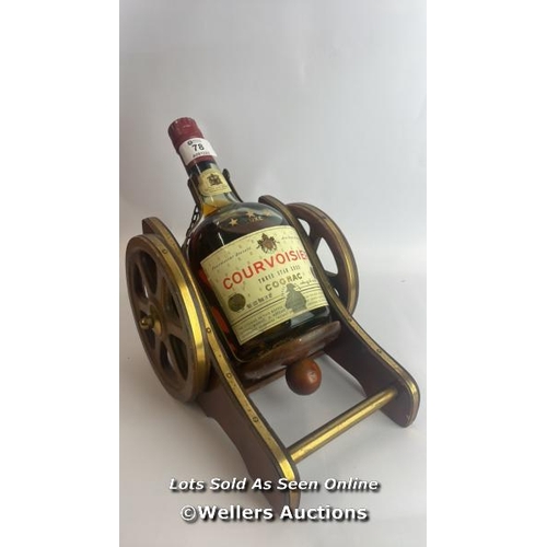 78 - Courvoisier 3 Star Luxe Cognac, 24oz, Includes cannon style Couroisier branded pourer / Please see i... 