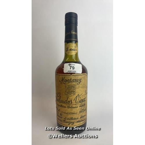 79 - Montarey Calvados Vieux Brandy, Aged 5 Years, 50cl, 40% vol / Please see images for fill level and g... 