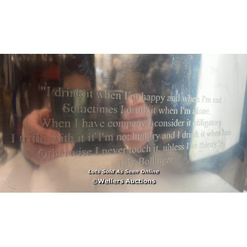86 - Large Champagine bucket, See photos for inscriptions, quotes from Lily Bollinger and Npoleon Bonapar... 