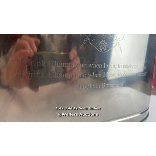 86 - Large Champagine bucket, See photos for inscriptions, quotes from Lily Bollinger and Npoleon Bonapar... 