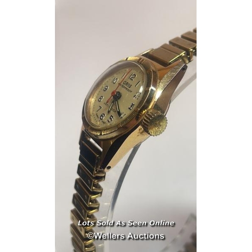 313 - Vintage Oris gold plated cocktail wristwatch, 2cm diameter with box