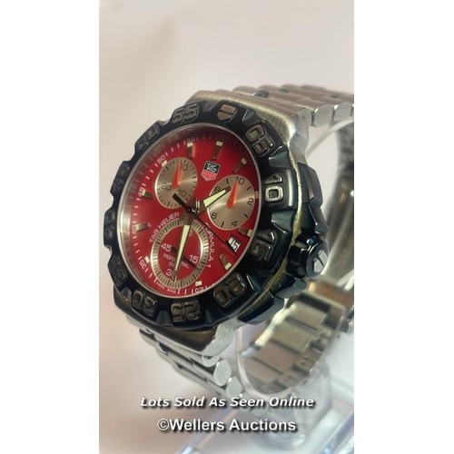 317 - Tag Heuer formula 1 stainless steel wristwatch no. CAH1112 NA5912, 3.3cm red dial with box