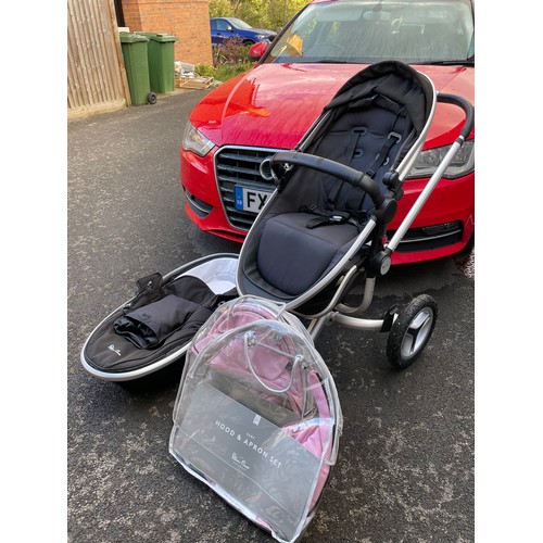 8201 - SILVERCROSS SURF 2 FULL PRAM SET, WITH EXTRA PINK HOOD AND APRON SET, FULLY FUNCTIONAL, SEE IMAGES F... 