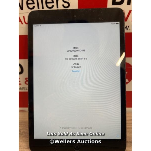 8003 - APPLE IPAD MINI / A1455 / 16GB / SERIAL: F4KJT1P7F19J / I-CLOUD ACTIVATION LOCKED / RESTORED TO FACT... 