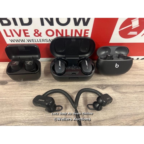 8029 - 4X BLUETOOTH EARPHONES INCL. BOSE, BEATS & SENNHEISER / SIGNS OF USE / UNTESTED / T19