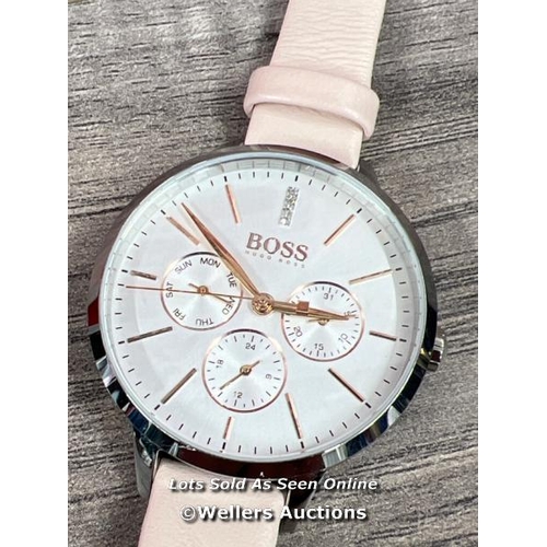 8031 - HUGO BOSS 1502419 WOMEN'S SYMPHONY DAY DATE CHRONOGRAPH LEATHER STRAP WATCH / MINIMAL SIGNS OF USE /... 