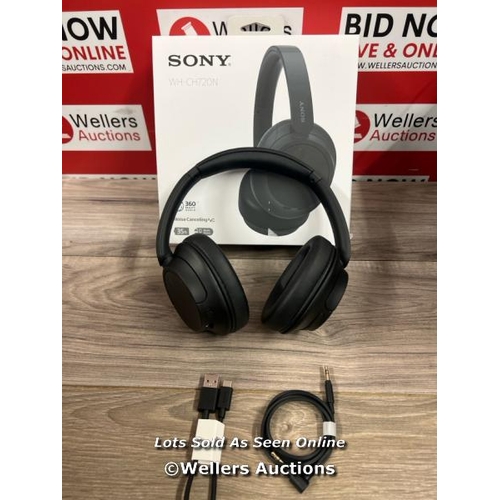 8055 - SONY WHCH720NB NOISE CANCELLING OVEREAR HEADPHONES / POWER UP, CONNNECT TO BT, PLAY MUSIC, MINIMAL S... 