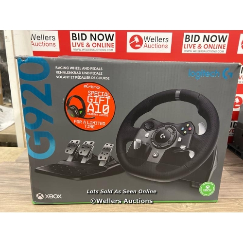 8069 - LOGITECH G920 DRIVING FORCE GAMING STEERING WHEEL & PEDAL WITH ASTRO GAMING A10 WIRED GAMING HEADSET... 