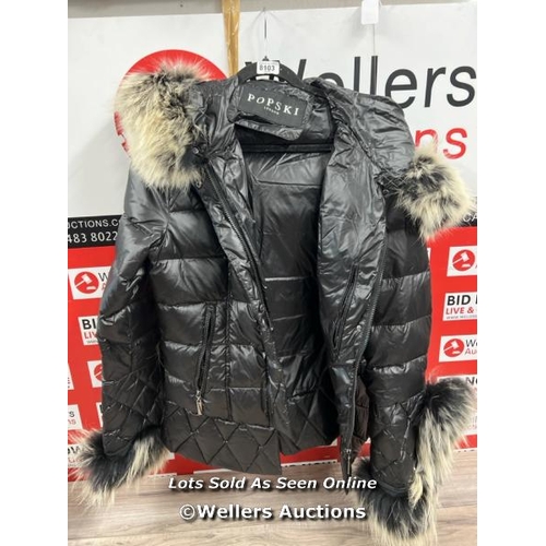 8103 - POPSKI LONDON DUCK FEATHER PUFFER COAT WITH REAL FOX FUR HOOD & CUFFS SIZE LARGE