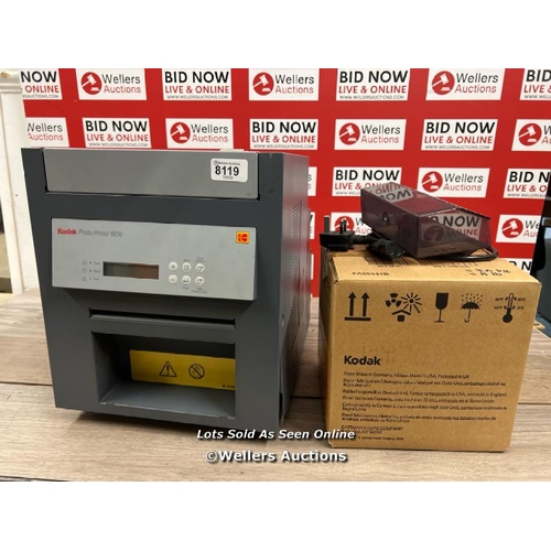 8119 - KODAK 6850 PHOTO PRINTER, REPORTED TO BE IN GOOD WORKING ORDER WITH WITH A BOX OF NEW ROLLS OF PHOTO... 