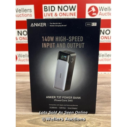 8124 - ANKER POWER BANK, 24,000MAH 3-PORT PORTABLE CHARGER WITH 140W 737 POWER BANK / NEW & SEALED