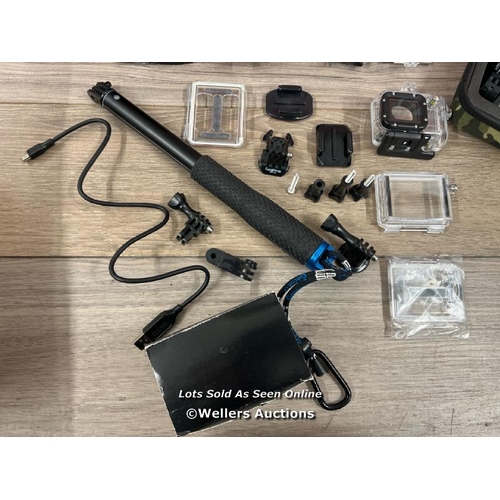 8126 - GOPRO' PLUS ACCESSORIES. TWO GOPRO 2 & ONE GOPRO 3. USED BUT IN GOOD CONDITION.�