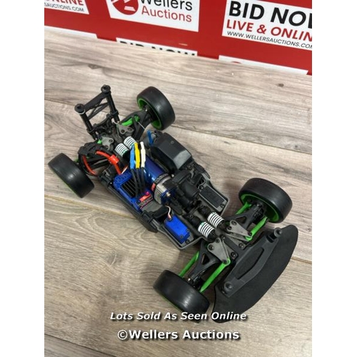 8136 - KEN BLOCK FIESTA TRAXXAS 1/16 RC CAR / POWERS UP AND APPEARS FUNCTIONAL (VERY FAST, GOOD FUN!!!!)