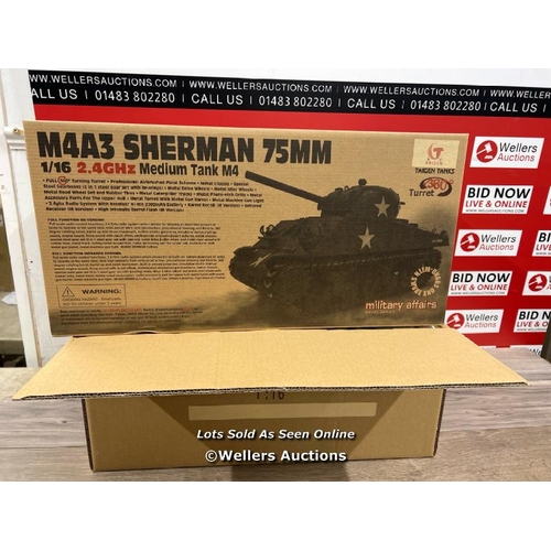 8137 - TAIGEN HAND PAINTED SHERMAN (FROM FURY MOVIE) RC TANK 360 TURRET AND METAL PARTS / NEW