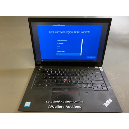 9585 - LENOVO THINKPAD T490 / 8GB RAM / 250GB SSD / I5-8265U @ 1.60GHZ / SN: PF1DBMHK / PROFESSIONALLY WIPE... 