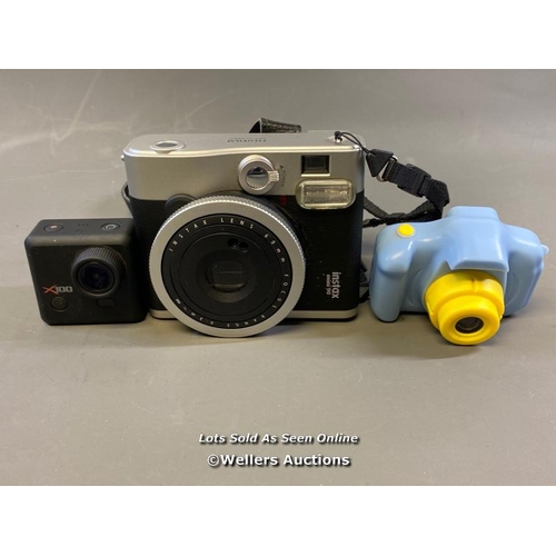 9784 - X1 FUJIFILM INSTAX MINI 90 CAMERA AND X2 ACTION CAMERAS