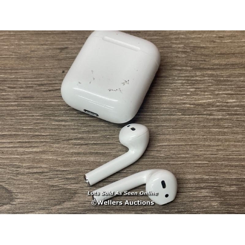 8059 - APPLE AIRPODS / 2ND GEN / WITH CHARGING CASE / MV7N2ZMA / MODEL: A2031 / SN:H26J85NWLX2Y / POWERS UP... 