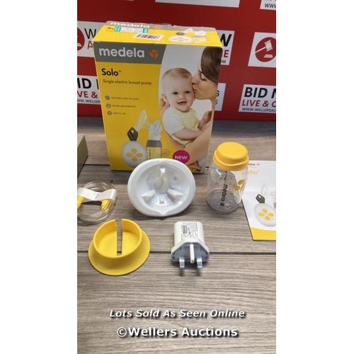 7600 - MEDELA SOLO SINGLE ELECTRIC BREAST PUMP / POWERS UP, MINIMAL SIGNS OF USE / H66