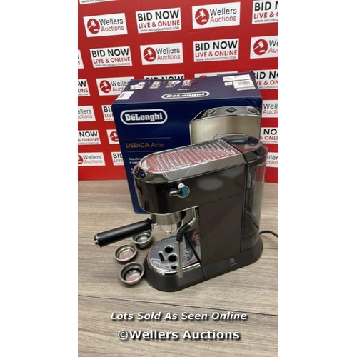 6061 - DE'LONGHI DEDICA ARTE PUMP ESPRESSO COFFEE MACHINE IN GREY, EC885.GY / POWERS UP / SIGNS OF USE / A4... 