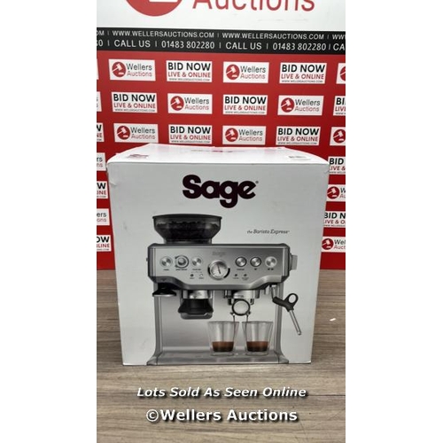 6079 - SAGE BARISTA EXPRESS BES875BSS PUMP COFFEE MACHINE / POWERS UP / SIGNS OF USE / A35