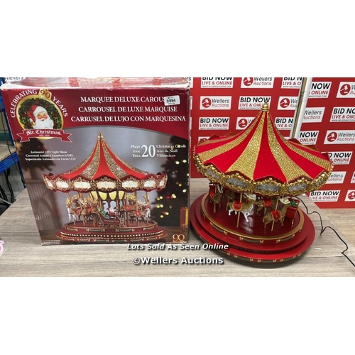 6094 - 17 INCH (43.1CM) MARQUEE DELUXE CHRISTMAS CAROUSEL WITH 240 LED LIGHTS AND SOUNDS (2023) / POWERS UP... 